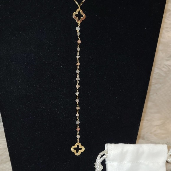 LaSoula Gold Plated Sterling Silver Y Drop Necklace - Picture 3 of 6